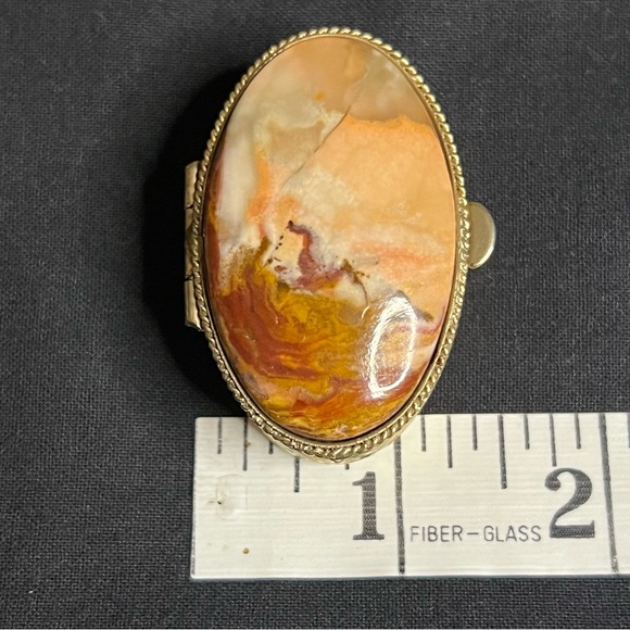 Stone & Brass (?) Oval Box - Picture 9 of 10